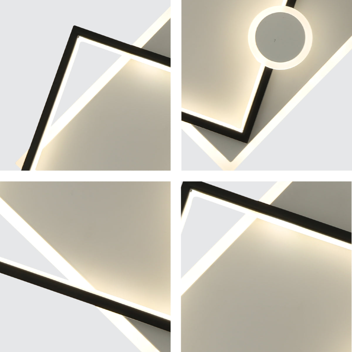 Close shots of Geometric Tri-Element LED Flush Ceiling Light 159-18111