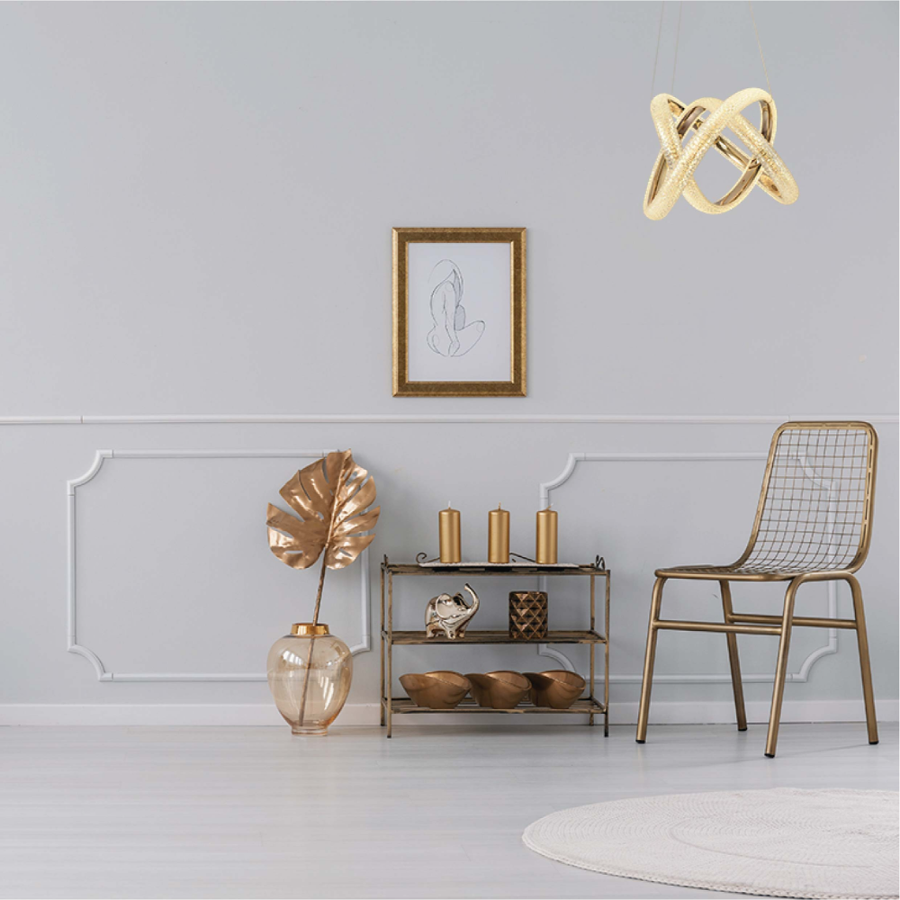 Living room kitchen bedroom use of Glamour Rings & Spiral LED Ceiling Light Sculpture | TEKLED 159-17956