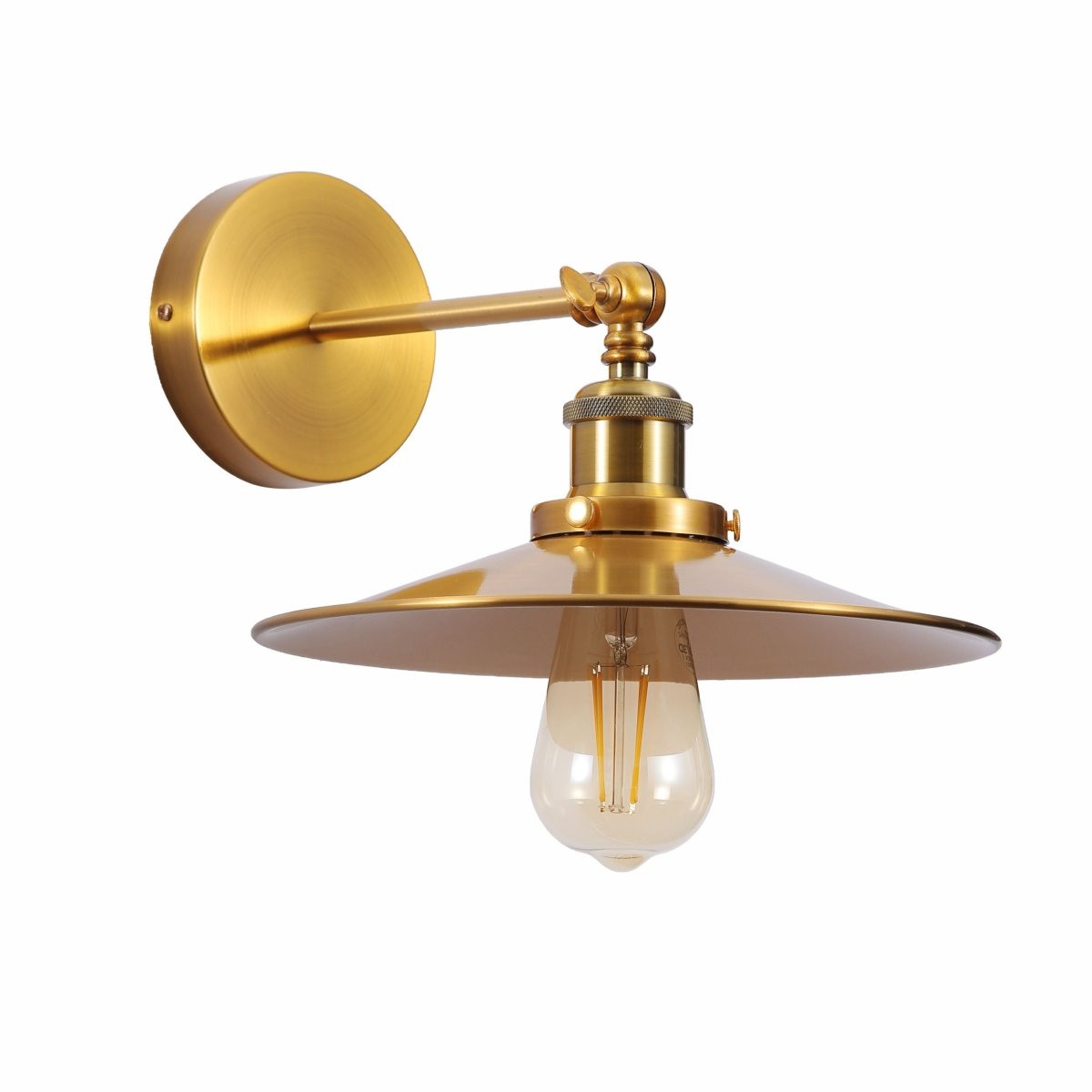 Main image of Gold Aluminium Bronze Hinged Metal Flat Wall Light with E27 Fitting