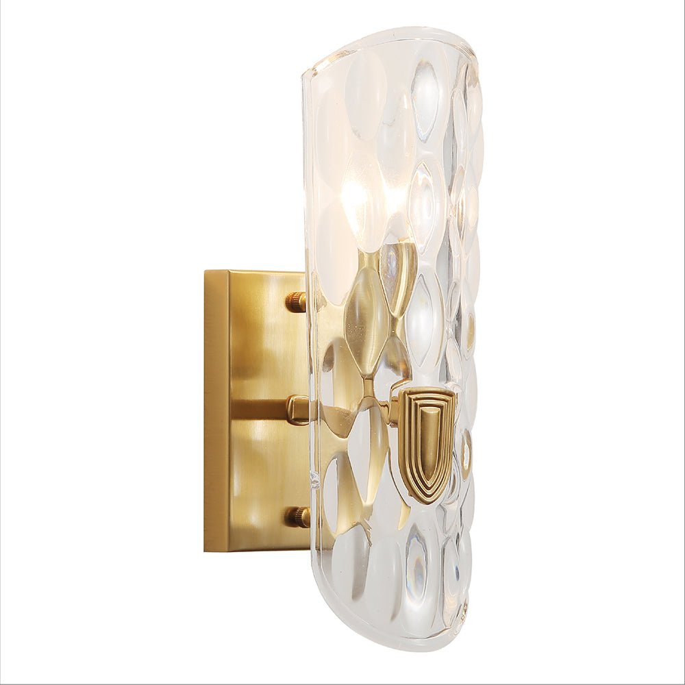 Main image of Gold Aluminium Bronze Metal Clear Glass Wall Light with E14 Fitting