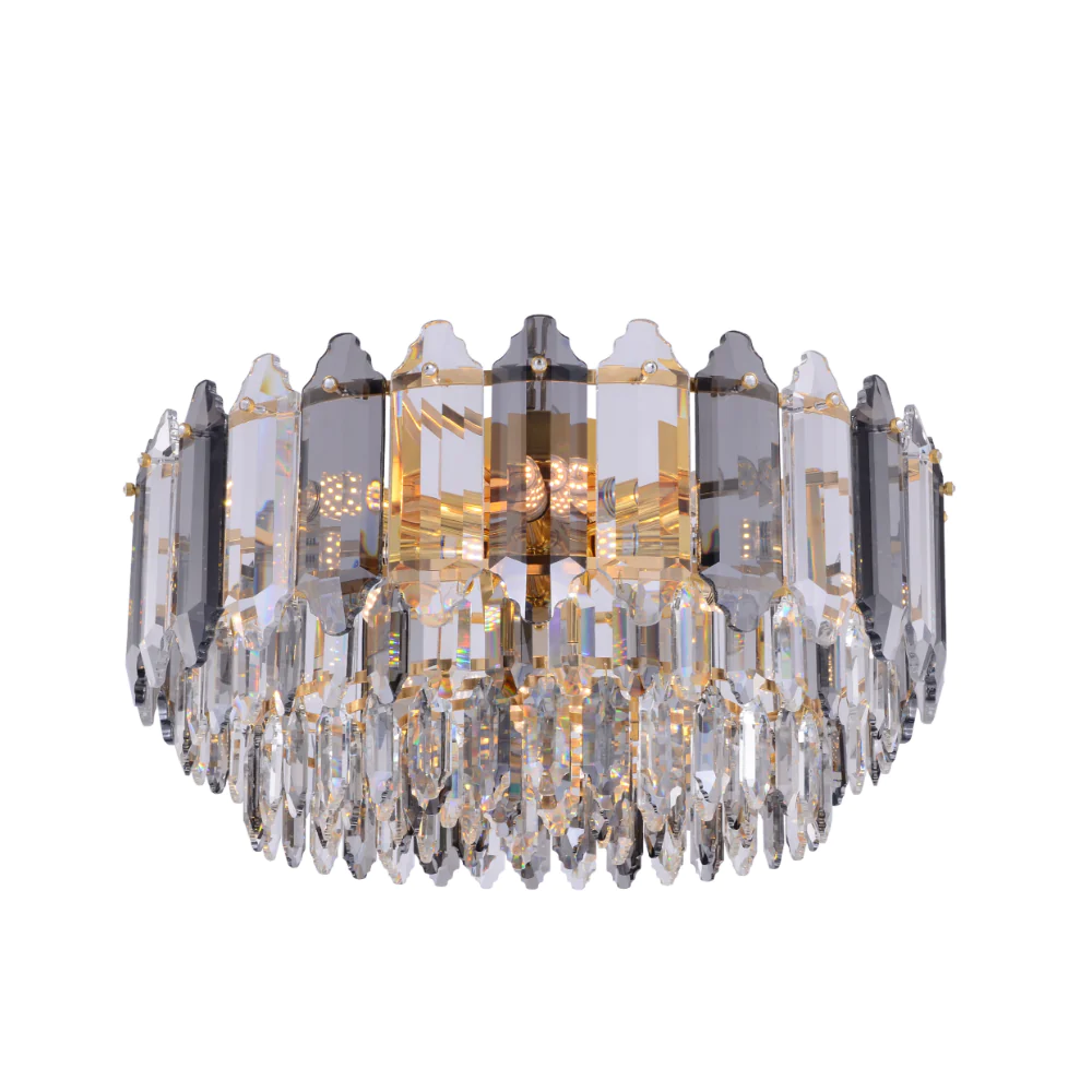 Main image of Golden Tiered Radiance Chandelier Ceiling Light with Alternating Crystal Hues | TEKLED 159-17922