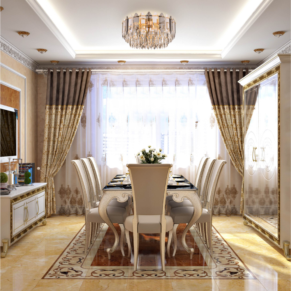 Interior use of Golden Tiered Radiance Chandelier Ceiling Light with Alternating Crystal Hues | TEKLED 159-17922