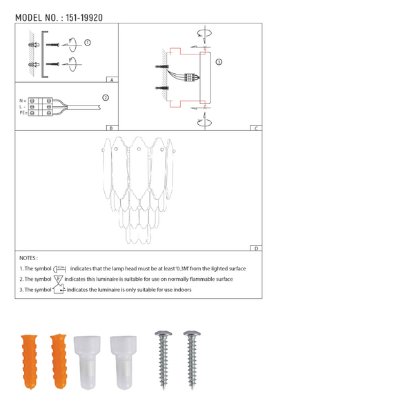 User manual for Golden Tiered Radiance with Alternating Crystal Hues Modern Wall Sconce Light | TEKLED 151-19920