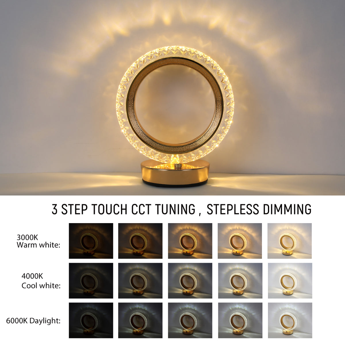 Lighting properties of Halo Glow Ring LED Lamp 130-03728