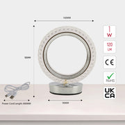 Size and certifications of Halo Glow Ring LED Lamp 130-03730