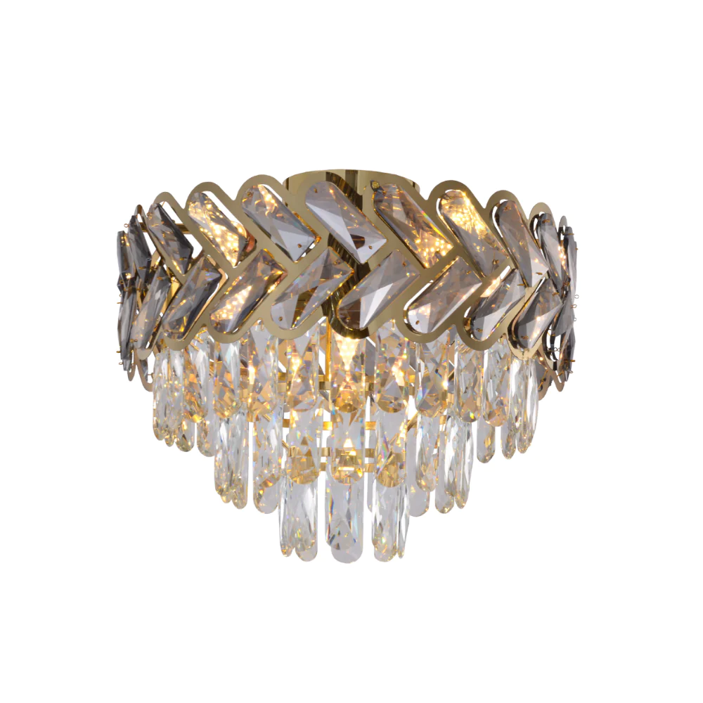 Main image of Herringbone Crystal Chandelier Ceiling Light Gold | TEKLED 159-17926