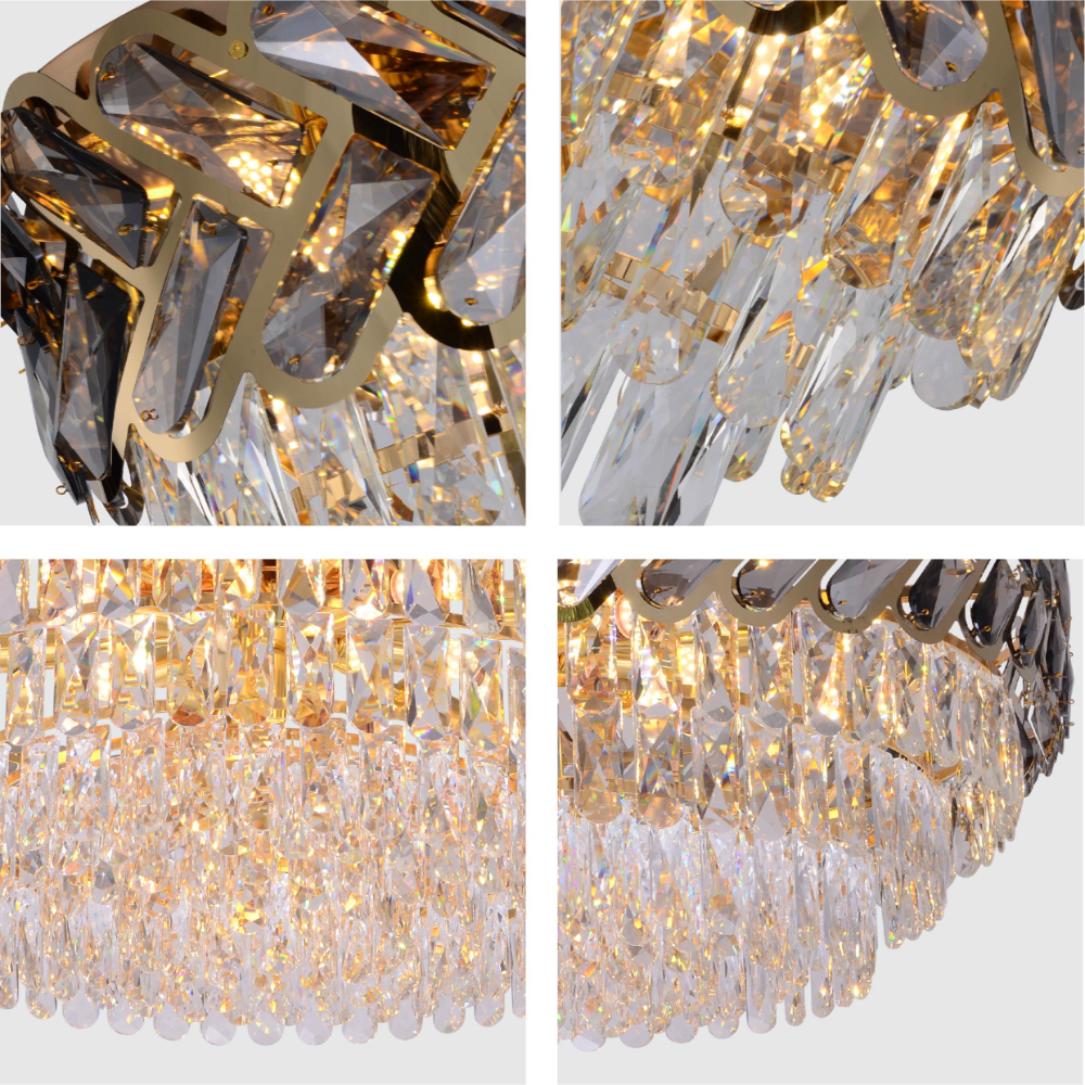 Details of Herringbone Crystal Chandelier Ceiling Light Gold | TEKLED 159-17930