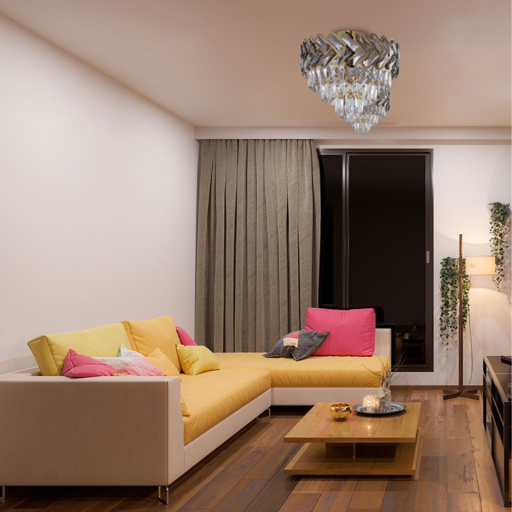 Living room kitchen bedroom use of Herringbone Crystal Chandelier Ceiling Light Gold | TEKLED 159-17926
