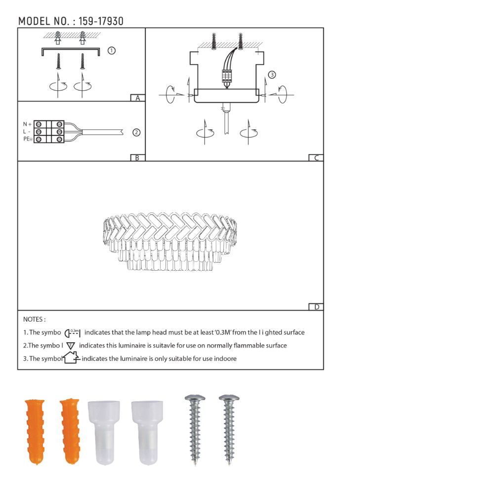 User manual for Herringbone Crystal Chandelier Ceiling Light Gold | TEKLED 159-17930