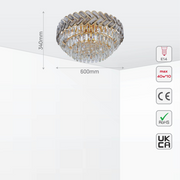 Size and tech specs of Herringbone Crystal Chandelier Ceiling Light Gold | TEKLED 159-17928