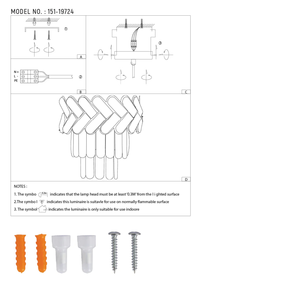User manual for Herringbone Crystal Chandelier Wall Light | TEKLED 151-19724