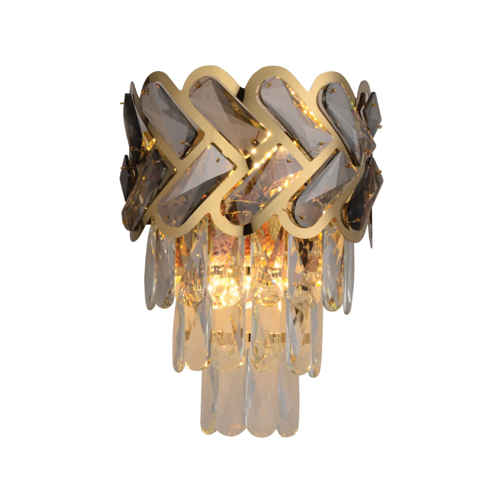 Main image of Herringbone Crystal Chandelier Wall Sconce Light Gold | TEKLED 151-19922