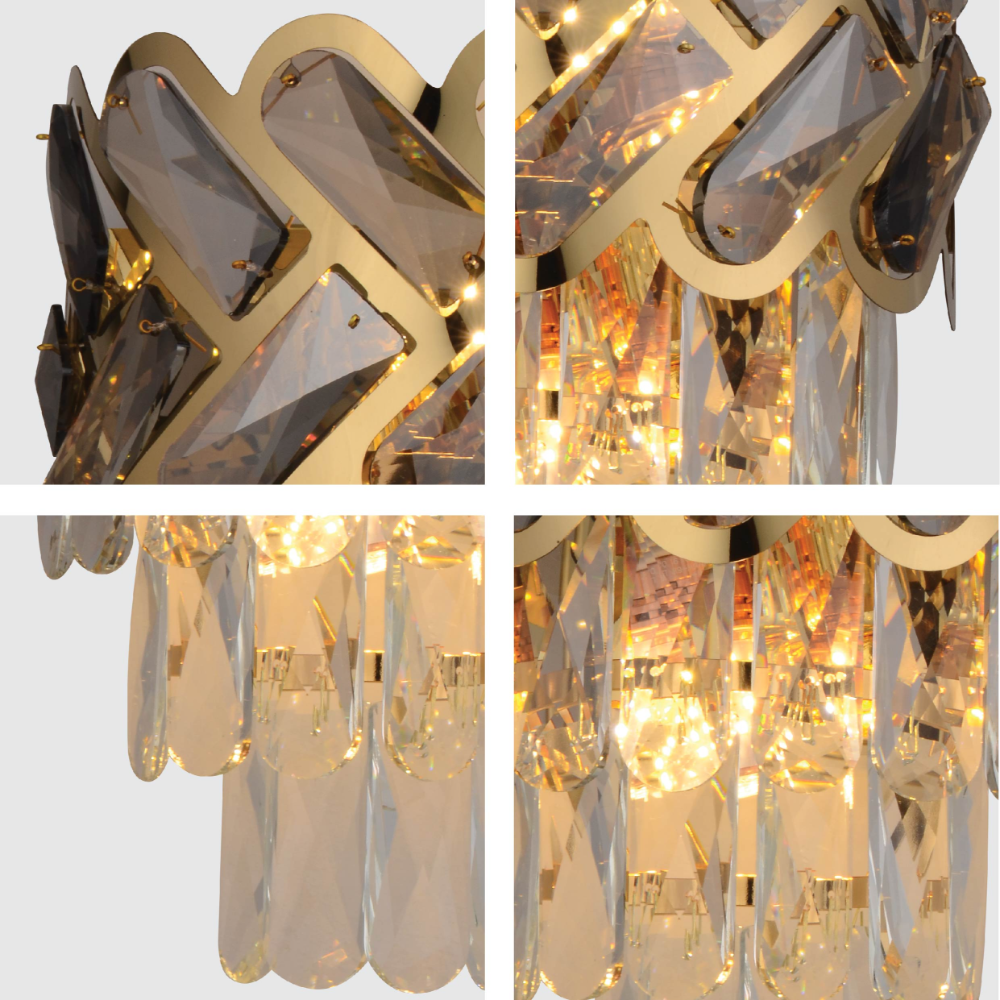 Details of Herringbone Crystal Chandelier Wall Sconce Light Gold | TEKLED 151-19922