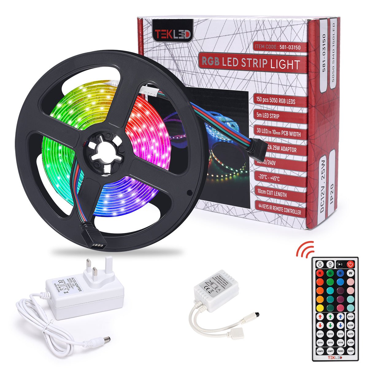 LED Stripe RGB IP20 150 LED's 12V med fjärrkontroll 5m - köp på