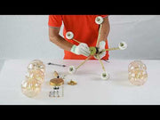 Amber Reeded Globe Glass Gold Metal Industrial Vintage Retro Semi Flush Ceiling Light E27 Fittings