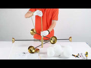 White Glass Gold Metal Globe Sputnik Ceiling Light Tiered Nordic Kitchen Island Chandelier 6xG9 Fitting