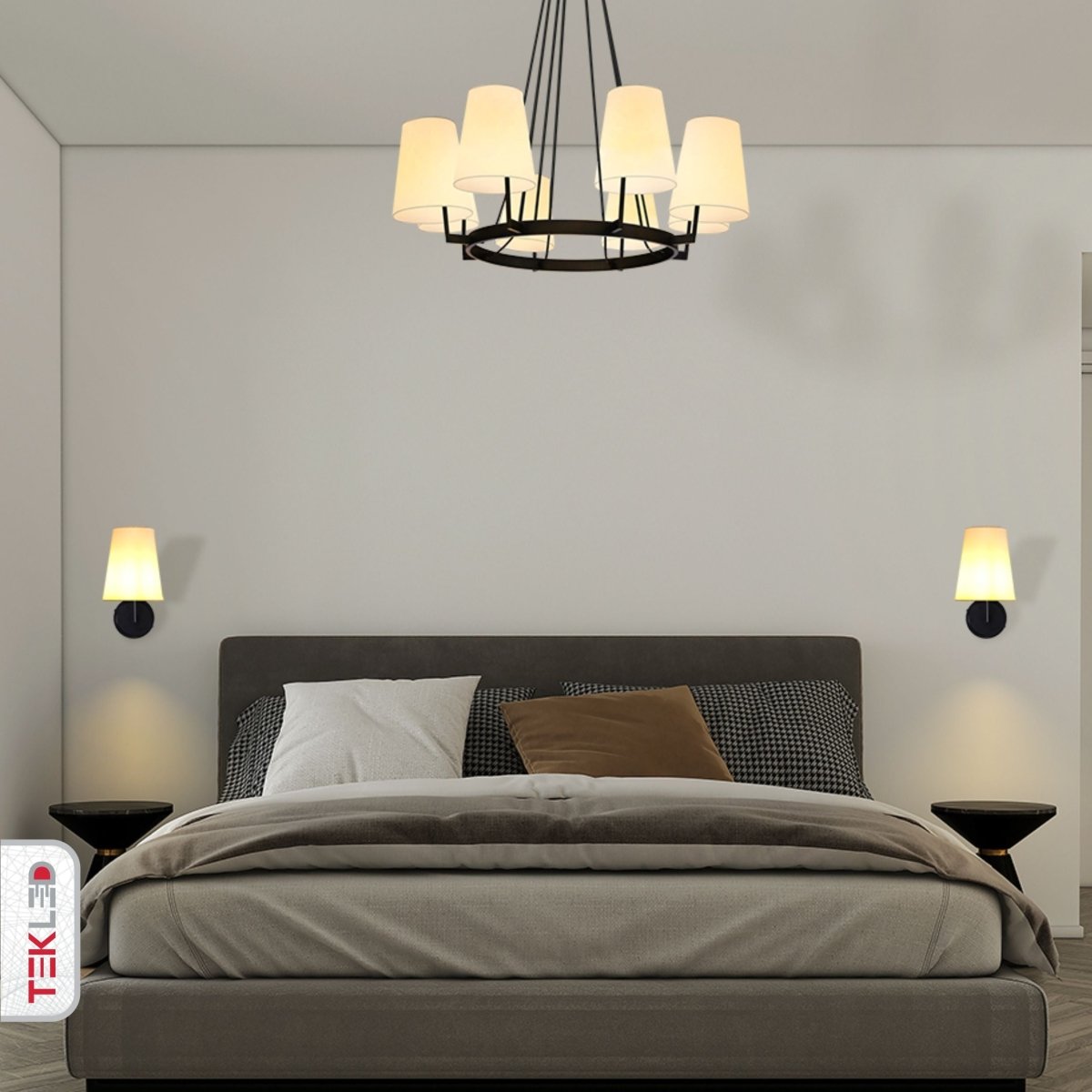 Chandelier with online black lamp shades