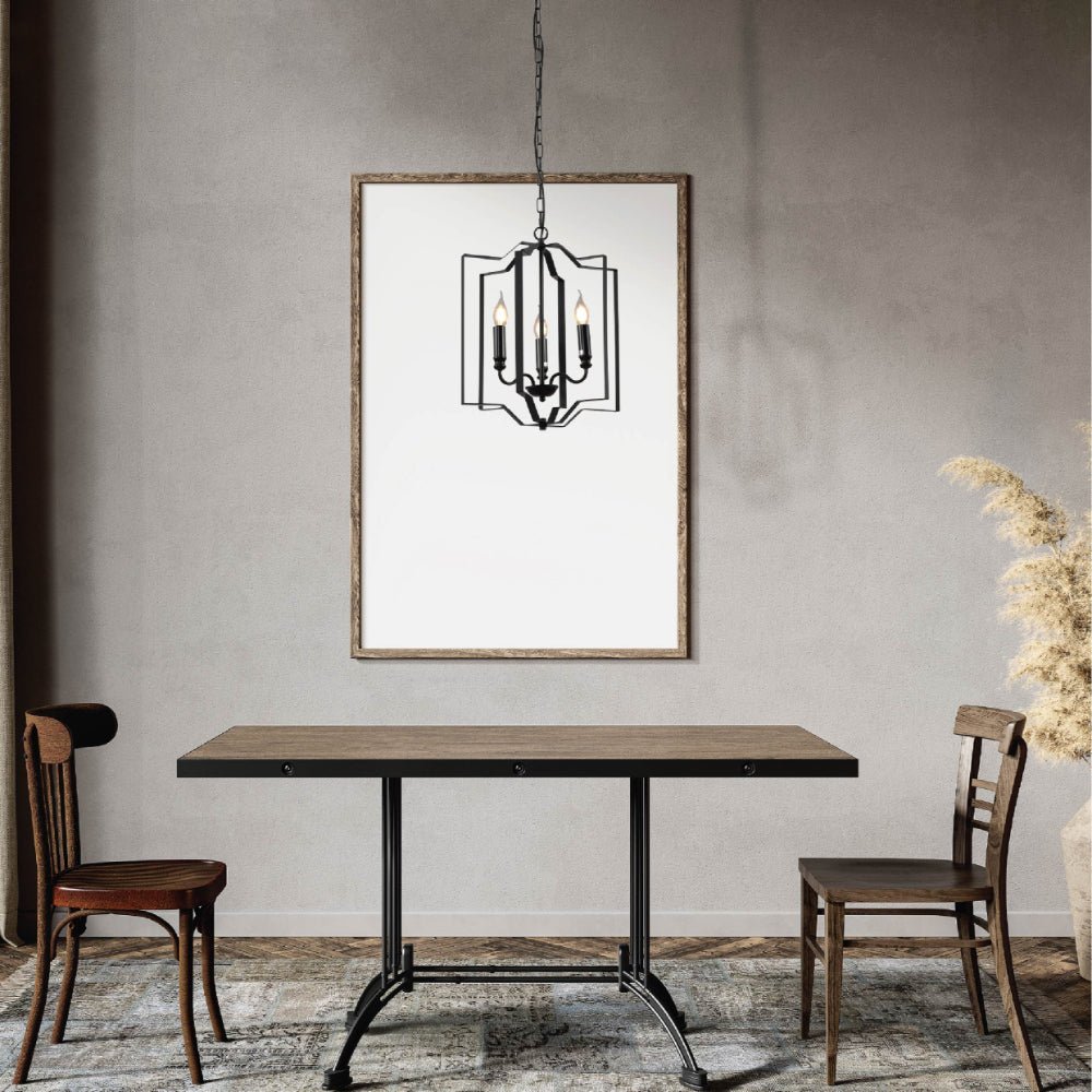 More interior usage of Black Cage Candle Lantern Rustic Nautical Nordic Chandelier Ceiling Light with 3xE14 Fittings | TEKLED 159-17864