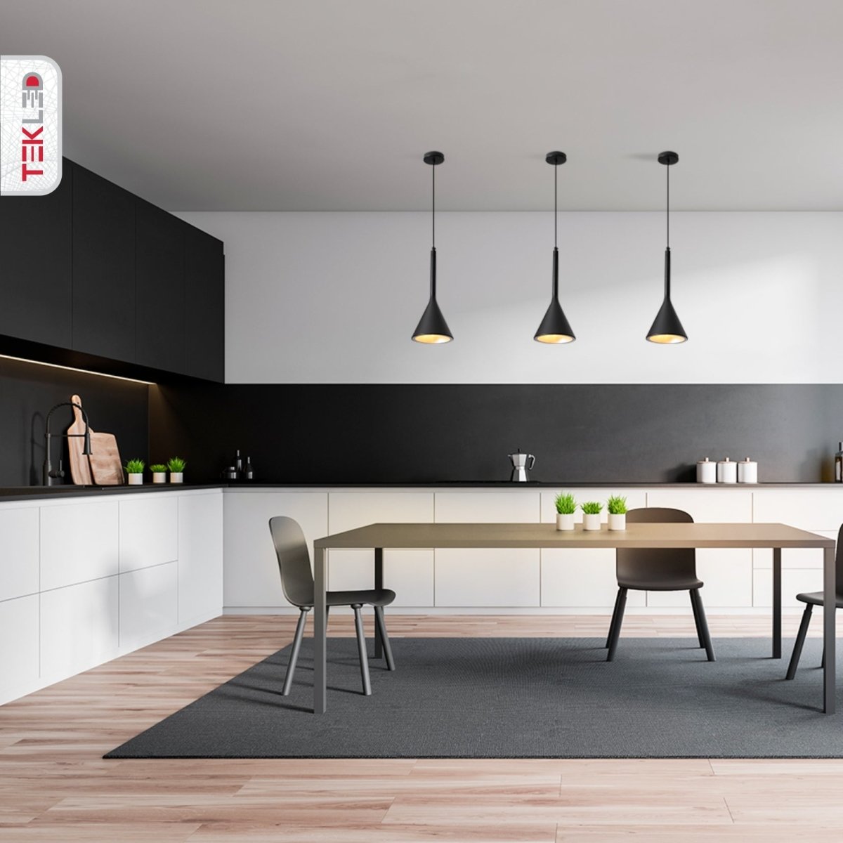More interior usage of Black Funnel Nordic Modern Metal Ceiling Pendant Light with E27 Fitting | TEKLED 150-18394