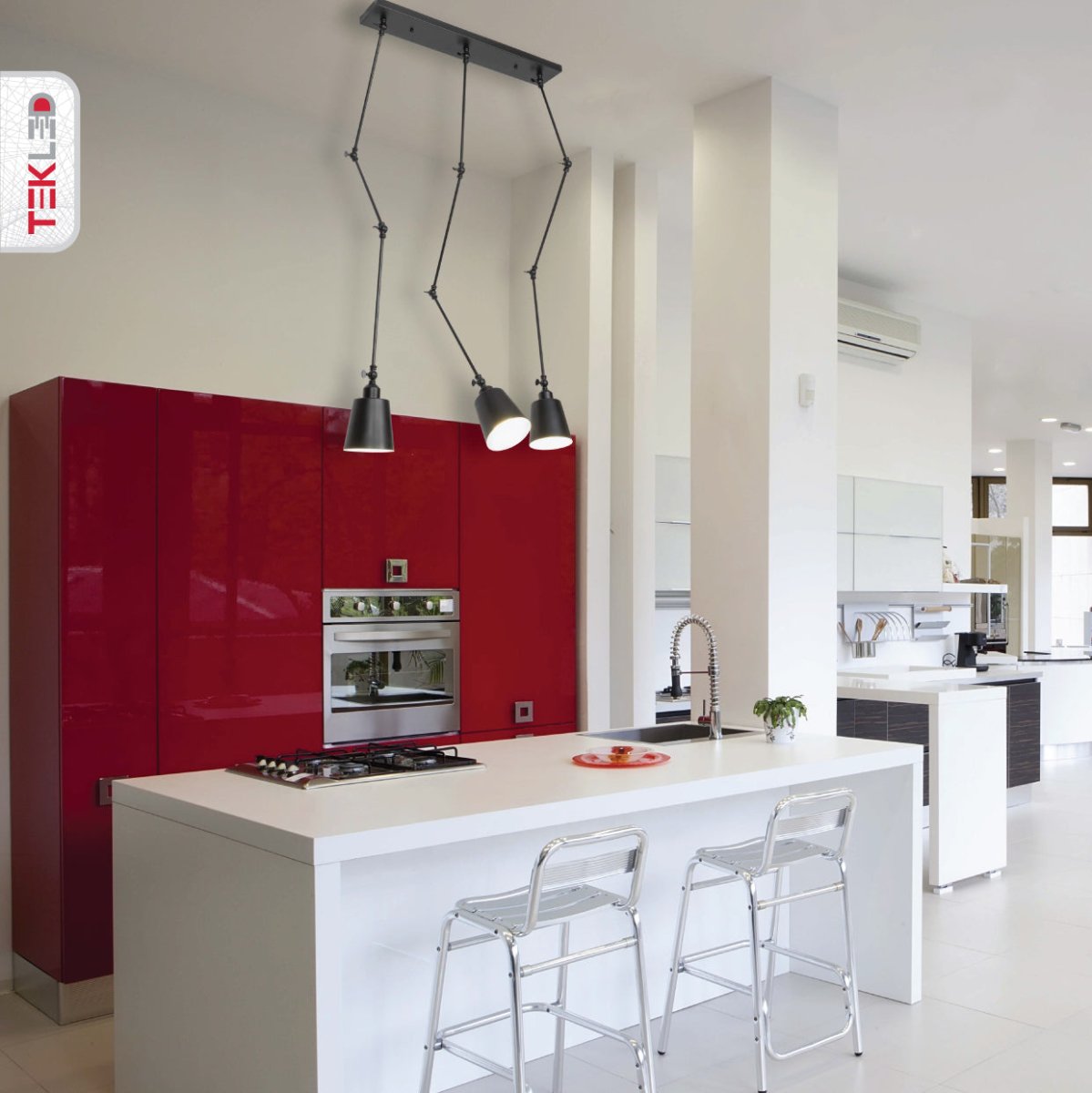 More interior usage of Black Metal Hinged Cone Ceiling Light with 3xE27 Fitting | TEKLED 159-17040