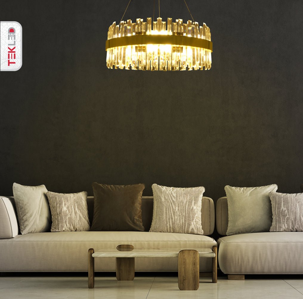 More interior usage of Coffin Crystal Gold Metal Chandelier D600 with 16xE14 Fitting | TEKLED 156-19558