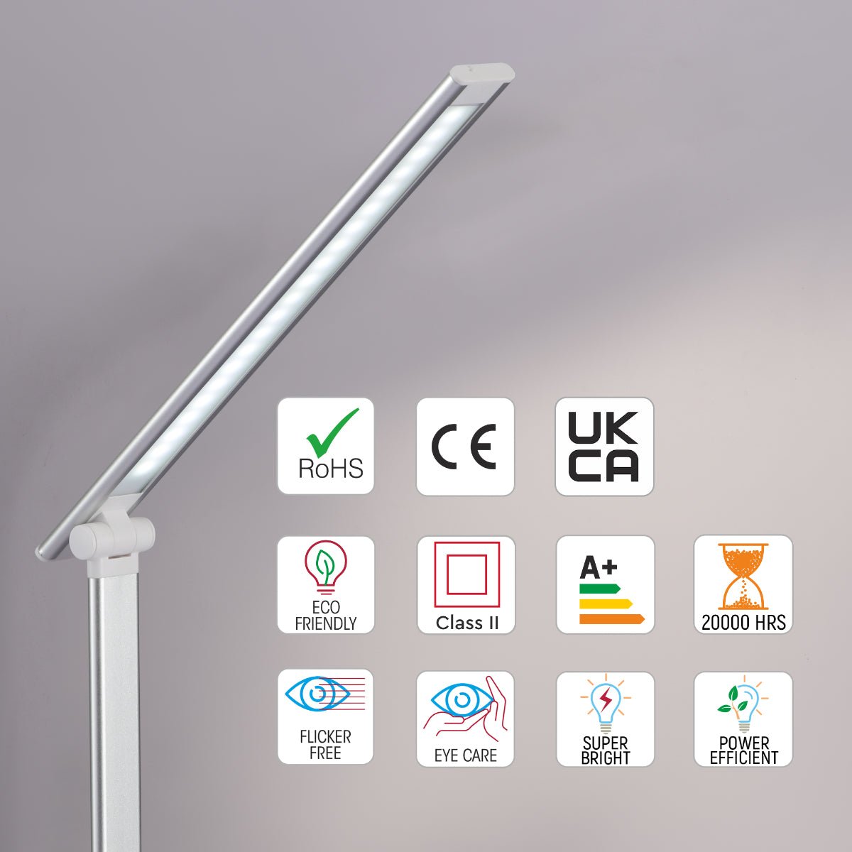 More interior usage of Dingo Silver Desk Light Dimmable and Colour Modes with Wireless Phone Charger | TEKLED 130-03612
