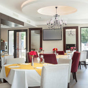 More interior usage of Opal Cylinder Glass Chrome Metal 12 Arm Chandelier with 12xE14 Fitting | TEKLED 158-17820