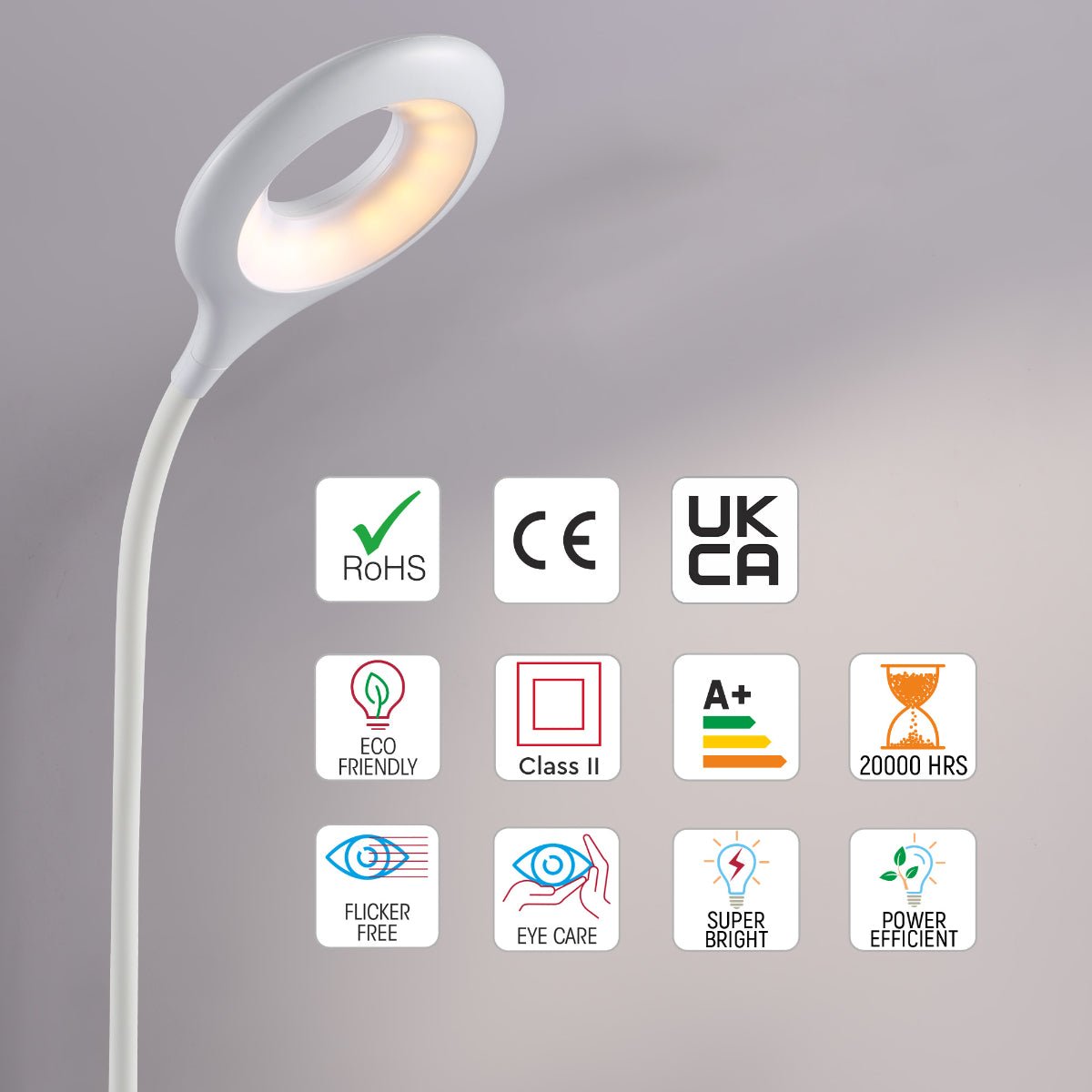 More interior usage of Ringo White Rechargable Clip on Reading Desk Light Dimmable and Colour Modes | TEKLED 130-03620