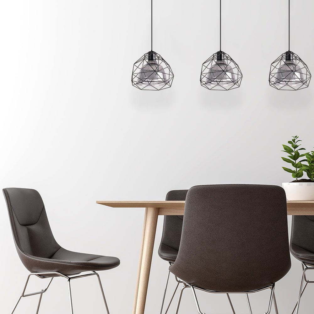 More interior usage of Smoky Glass Dome Black Metal Cage Pendant Light with E27 Fitting | TEKLED 156-19480