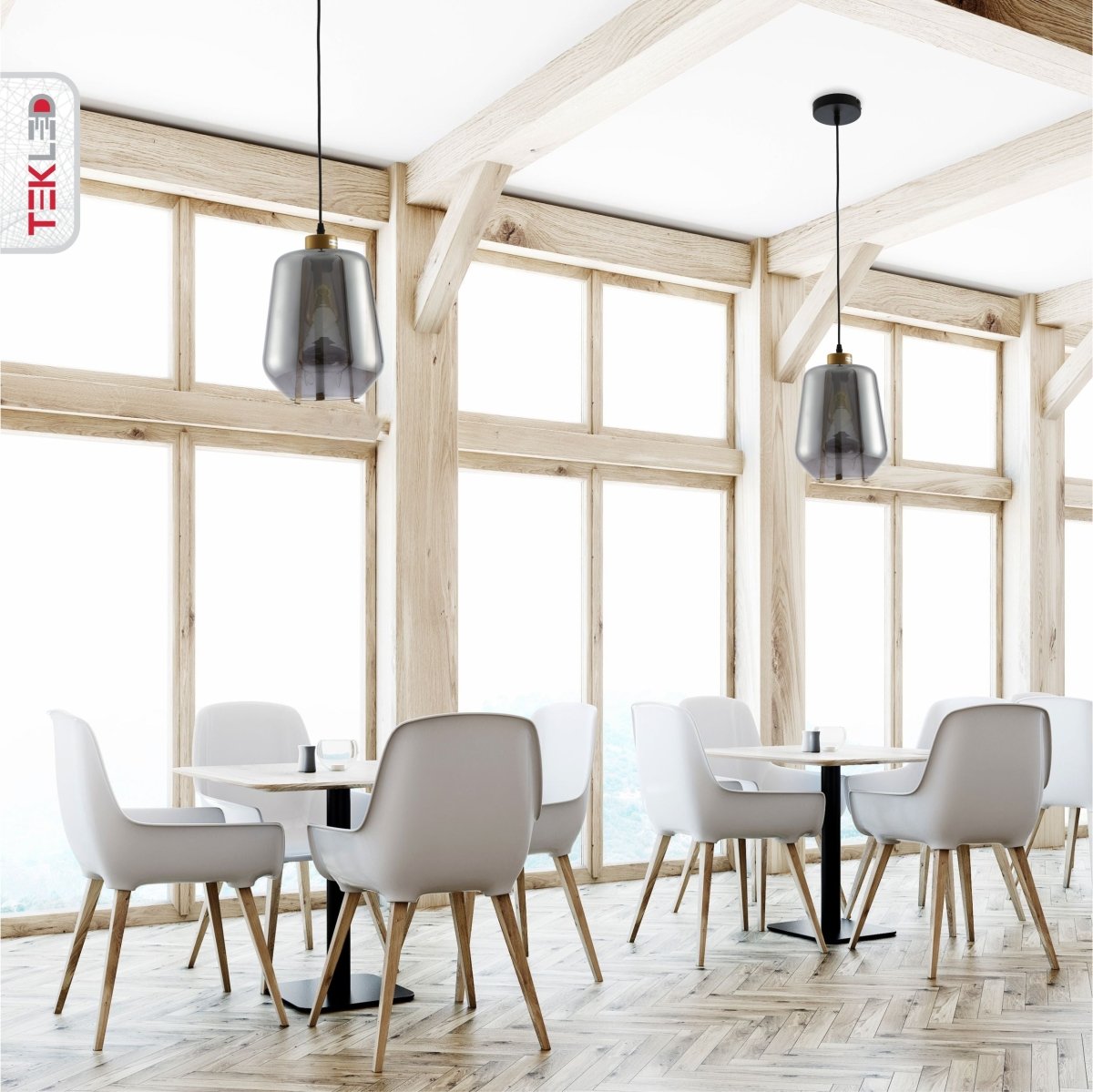 More interior usage of Smoky Glass Schoolhouse Pendant Light with E27 Fitting | TEKLED 159-17348