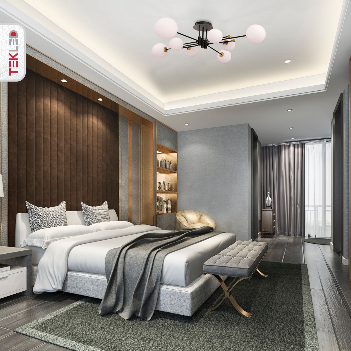 Bedroom semi deals flush ceiling lights