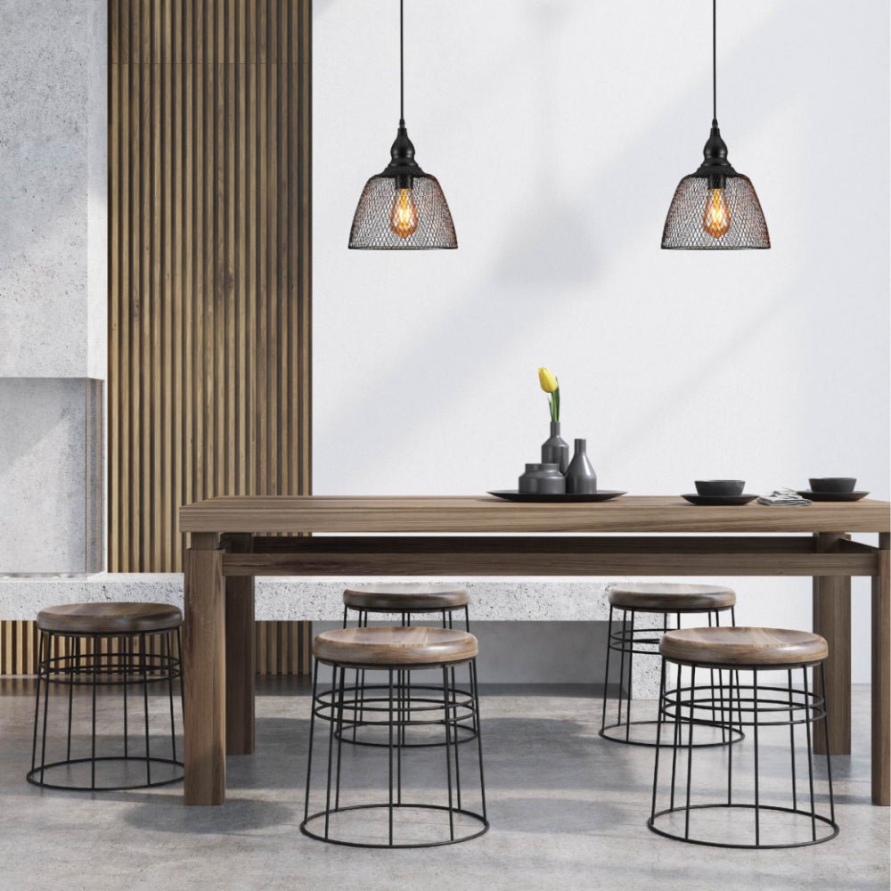 More interior usage of Wire Mesh Industrial Dome Pendant Ceiling Light with E27 | TEKLED 159-17754