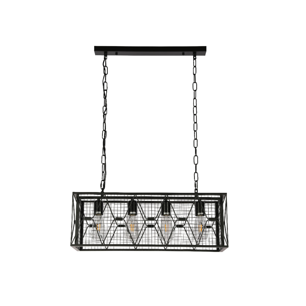 Main image of Industrial Farmhouse Metal Cage Chandelier - Black Finish