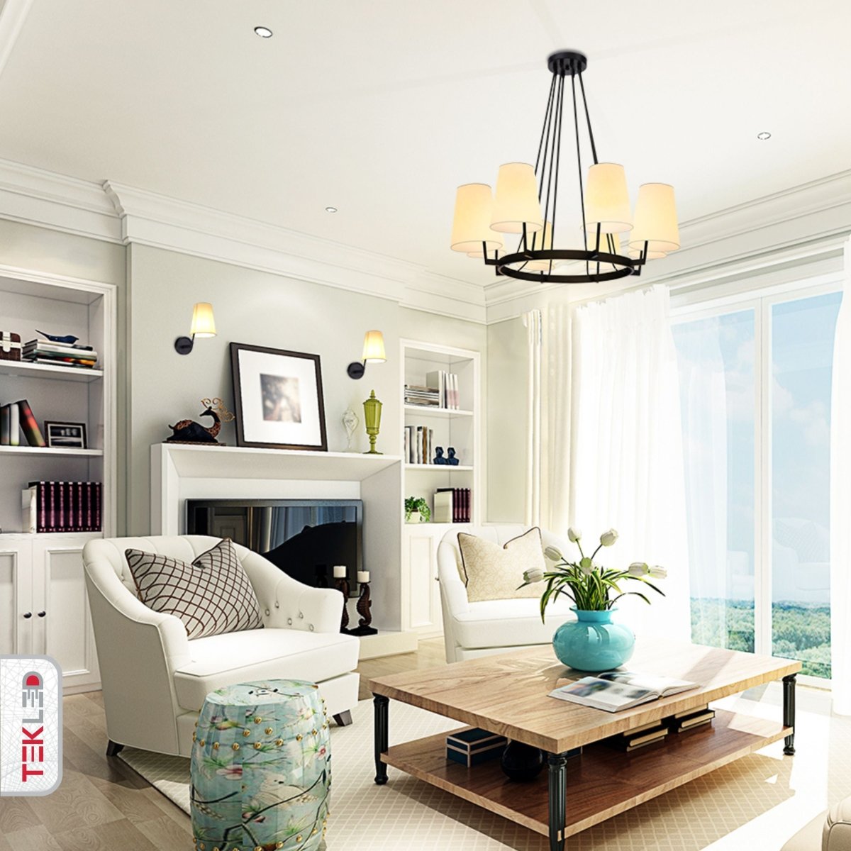 Beige store pendant light