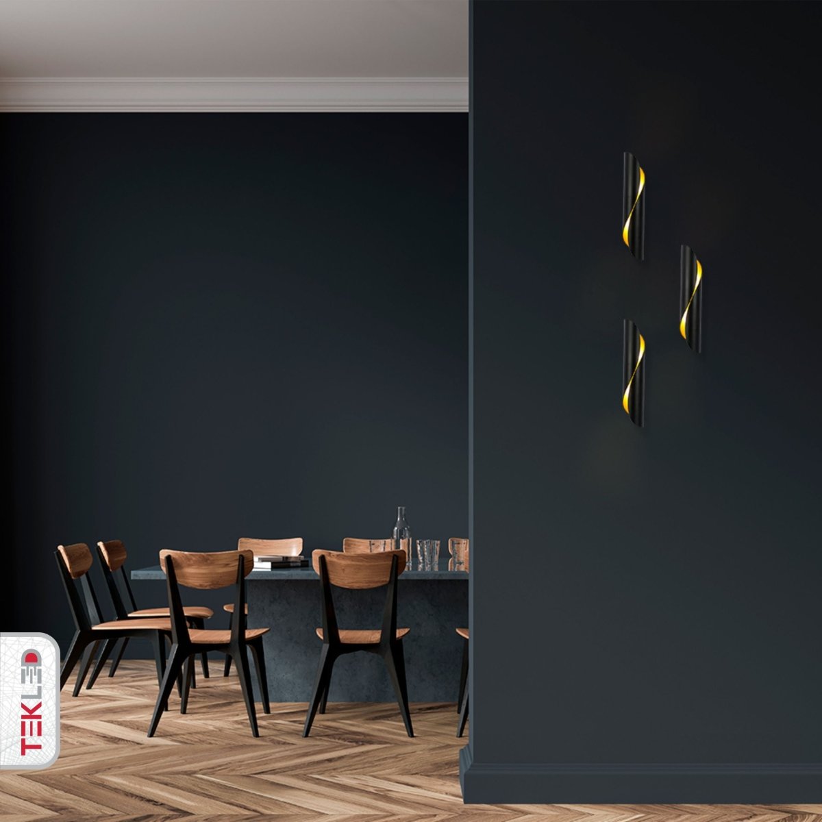 Indoor usage of Black Gold Metal Cylinder Wall Light with 2xG9 Fitting | TEKLED 151-19742