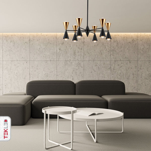 Black Gold Up Down Funnel Modern Chandelier Ceiling Light with