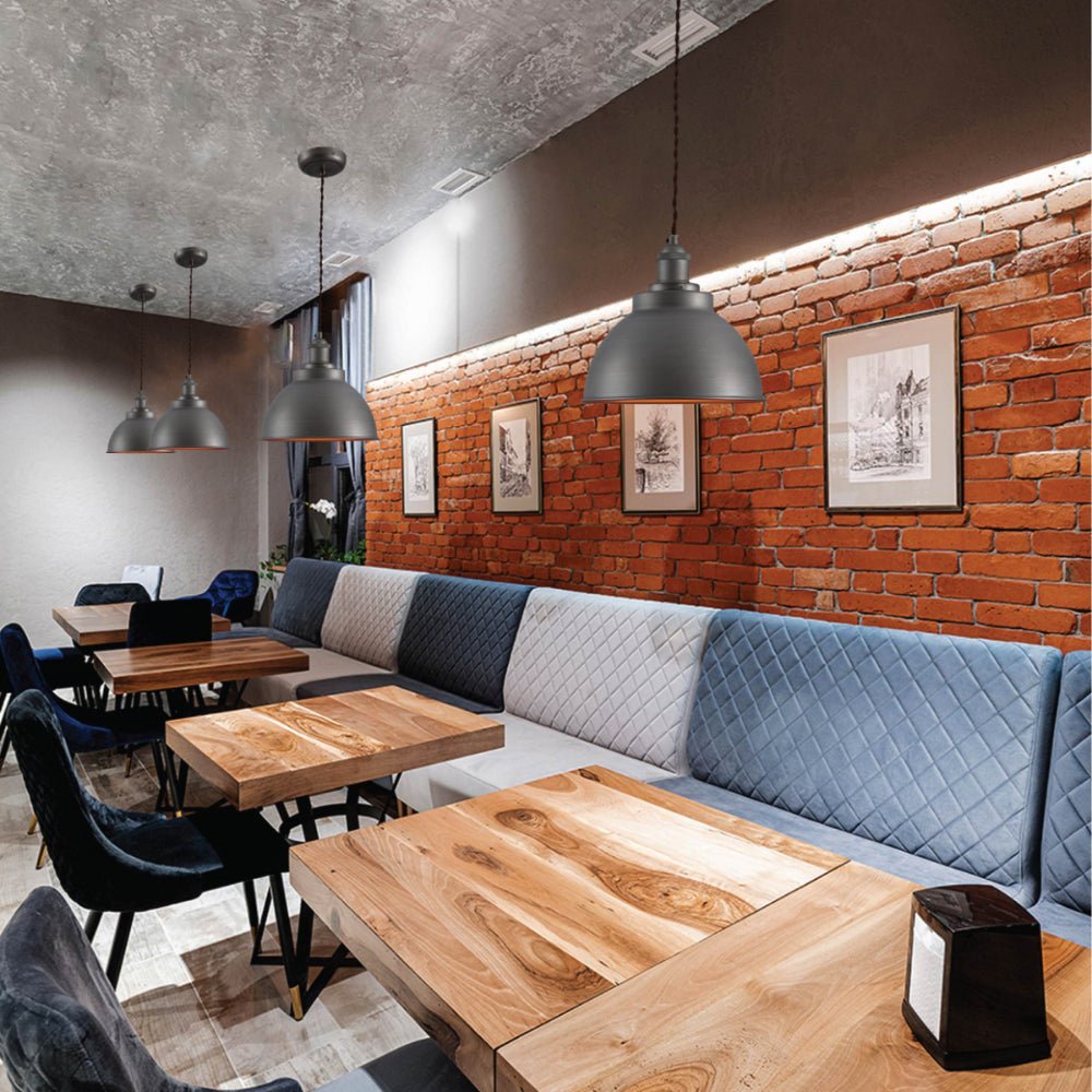 Indoor usage of Brooklyn Vintage Metal Dome Pendant Light Pewter Copper  Bronze E27  | TEKLED 150-18203