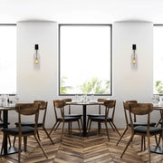 Indoor usage of Clear Cylinder Glass Gold Cage Black Body Wall Light with E27 Fitting  | TEKLED 151-19735