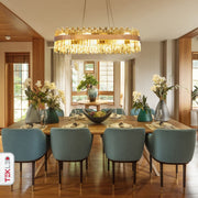 Indoor usage of Coffin Crystal Gold Metal Island Chandelier L900 with 18xE14 Fitting | TEKLED 156-19562