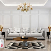 Indoor usage of Cream Shade Antique Brass Metal 6 Arm Chandelier with Pendeloque Crystals 6xE14 | TEKLED 158-17826