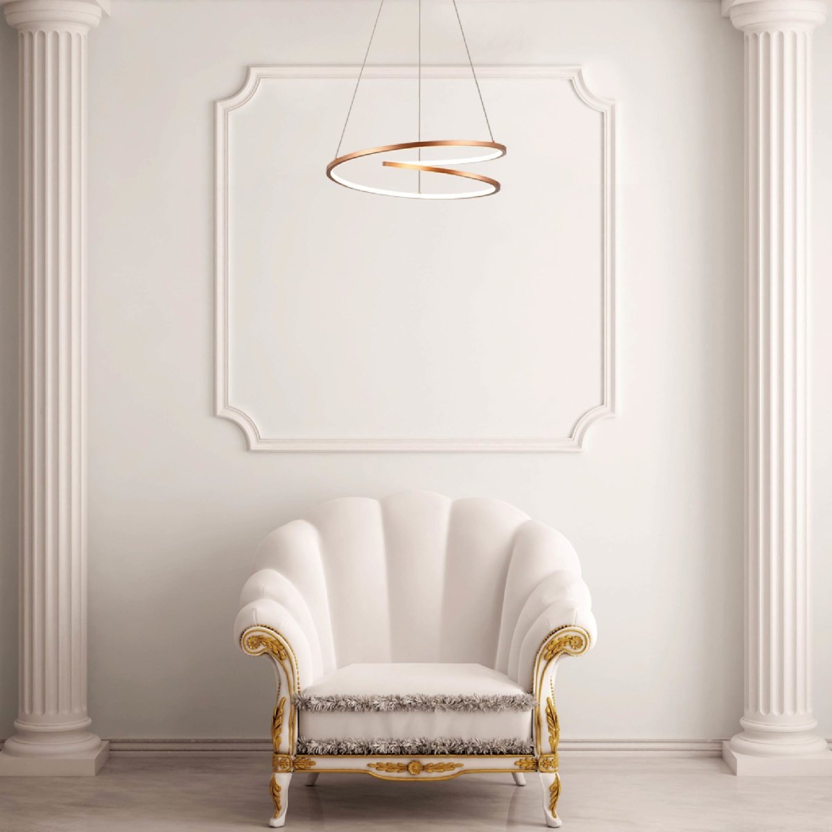 White pendant deals with gold interior