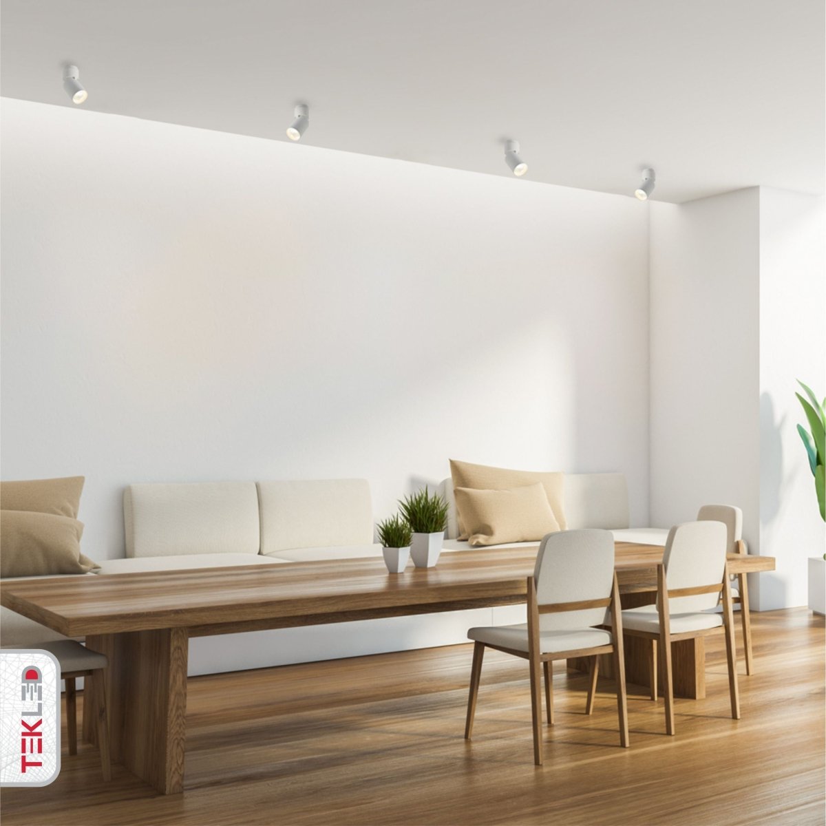 Indoor usage of LED Surface-Recesssed Rotatable Downlight H-190 30W Cool White 4000K White | TEKLED 174-03849
