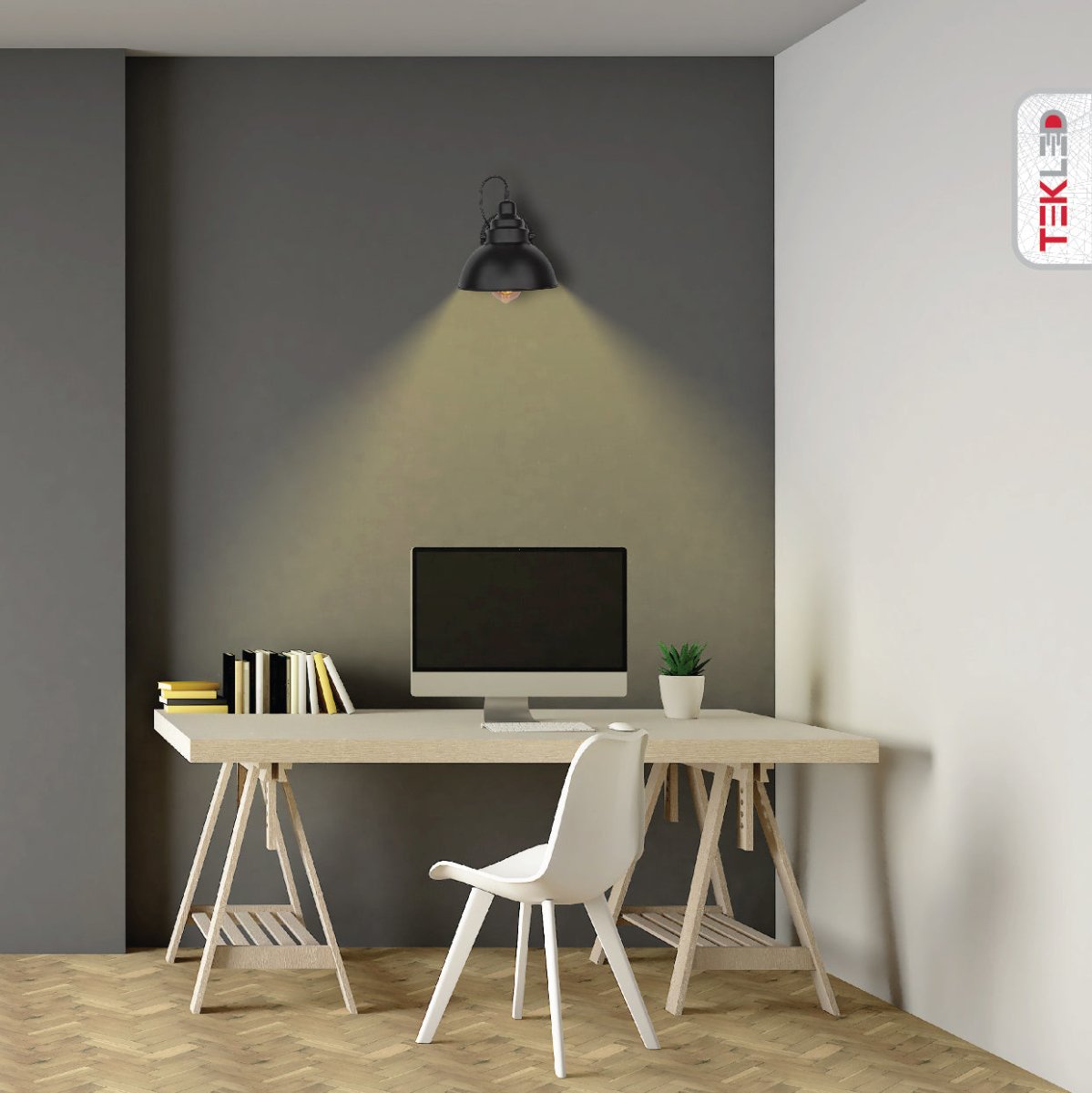 Indoor application samples for Black Metal Hinged Dome Wall Light with E27 Fitting