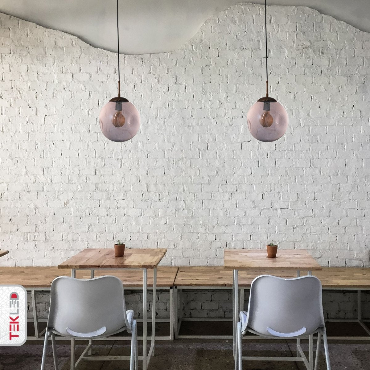 Indoor usage of Smoky Glass Crater Pendant Light with E27 Fitting | TEKLED 159-17340