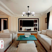 Indoor usage of Snowflake Opal Globe Glass Black Body Ceiling Light with 10xE27 Fittings | TEKLED 159-17424