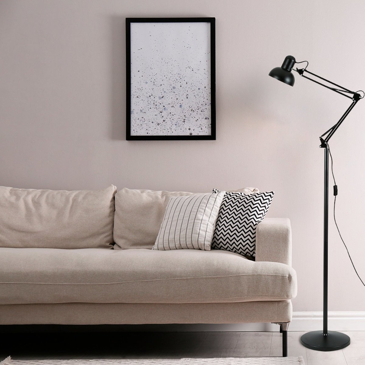 Indoor usage of Swing Arm Architect Model Floor Lamp E27 Black | TEKLED 130-03351