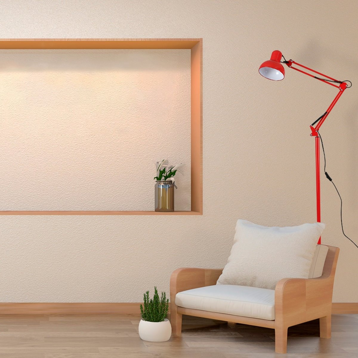 Indoor usage of Swing Arm Architect Model Floor Lamp E27 Red | TEKLED 130-03353