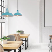 Indoor usage of Turquoise Metal Step Pendant Ceiling Light with E27 | TEKLED 150-18110