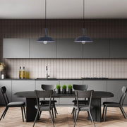 Interior application of Dark Grey Metal Step Pendant Ceiling Light Large with E27 | TEKLED 150-18109
