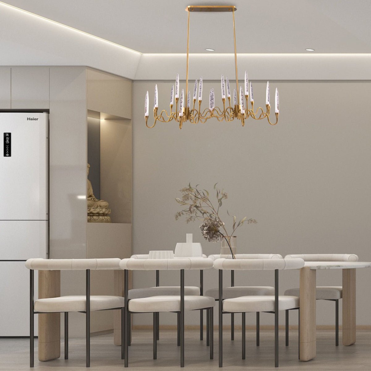 Interior application of Candle French Mediterranean  Tiered Gold Finishing Kitchen Island Chandelier Ceiling Light with 20xG4 | TEKLED 159-17520